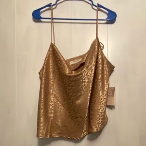 Gold cheetah Cowell neck tank top